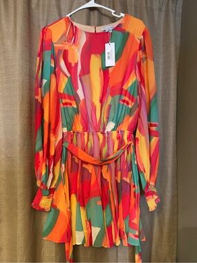 Baltic Born Multicolor Abstract Print Mini Dress - Orange, Red, Green, Yellow